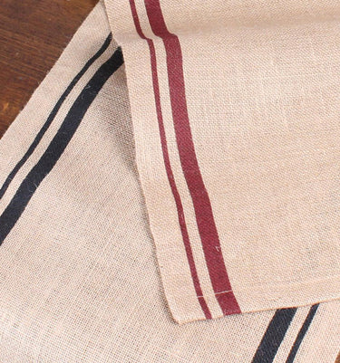 Burlap Stripe Barn Red Table Runner 72 In T7190017 - The Fox Decor